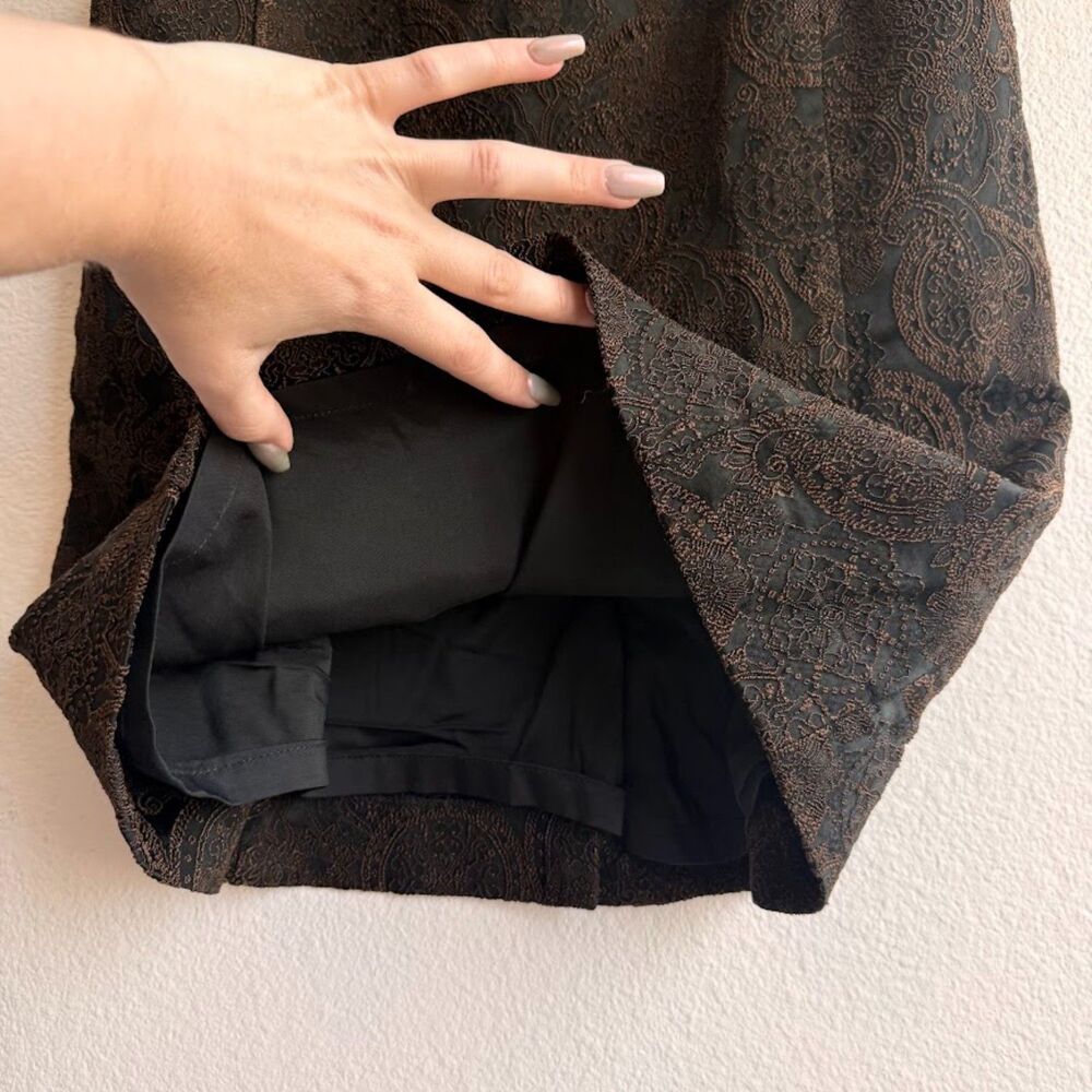 Vintage 90s Erny Van Reijmersdal Brocade Sheath Dress in Brown & Black size EU38 - Picture 6 of 13